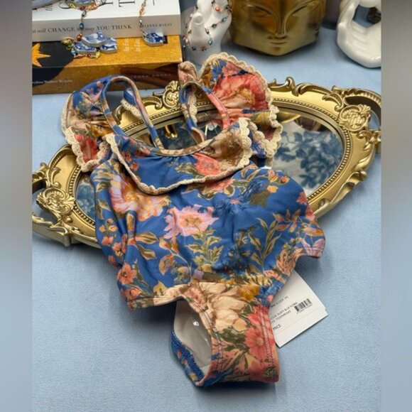 🆕 ZIMMERMANN KIDS 🧿 NWT August Trim Scoop 1PC, Dusty Blue Floral - Sz 1Y - Picture 4 of 12